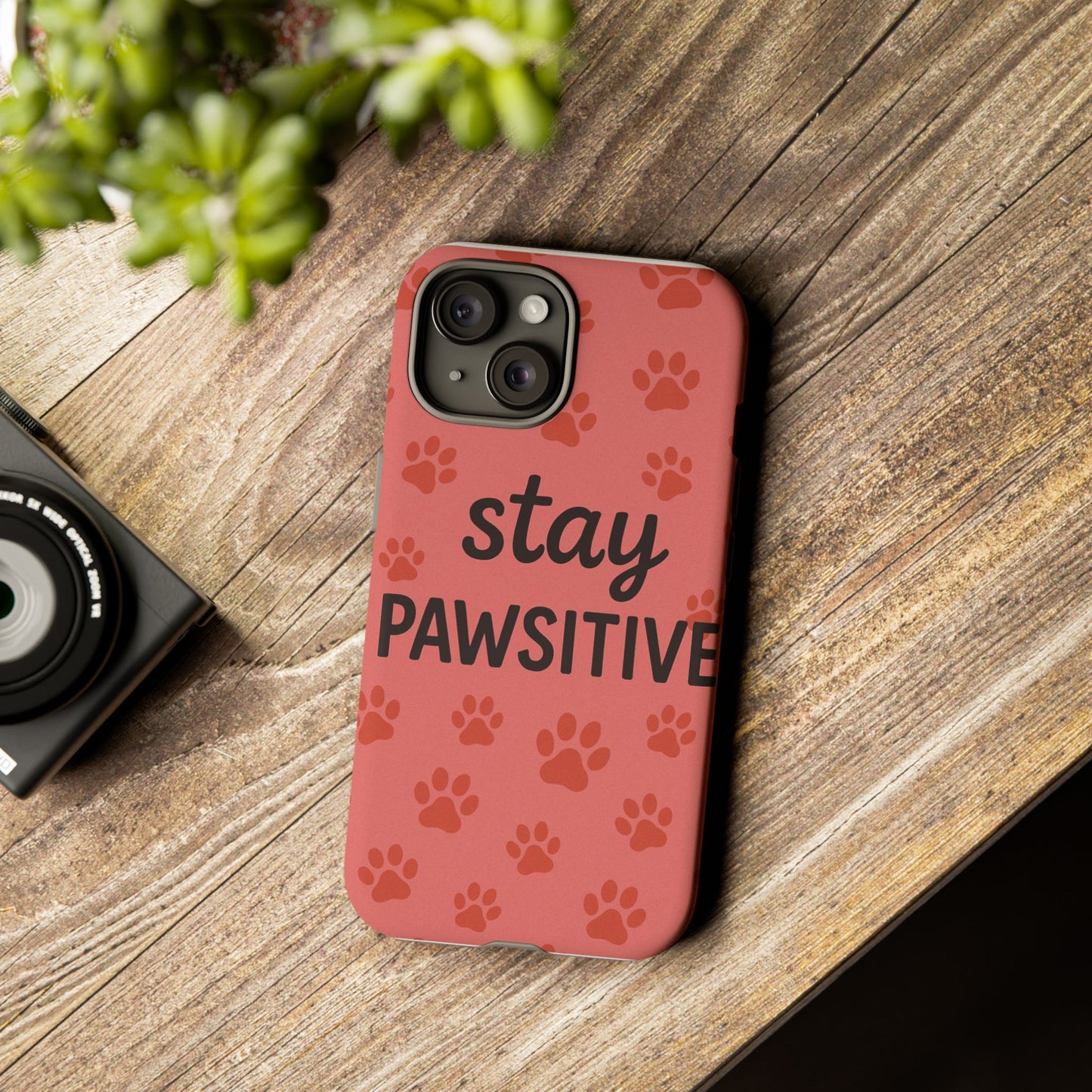 Paw Print Phone Case | Stay Pawsitive | Dog Lover Gift, Pet Owner Accessory, Cute Phone Cover for Dog Moms, Animal Lover Gift
