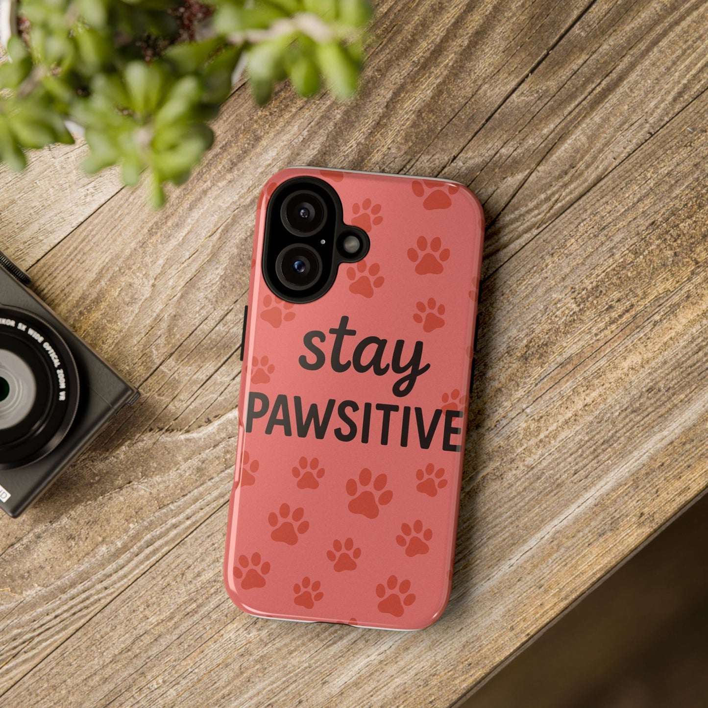 Paw Print Phone Case | Stay Pawsitive | Dog Lover Gift, Pet Owner Accessory, Cute Phone Cover for Dog Moms, Animal Lover Gift