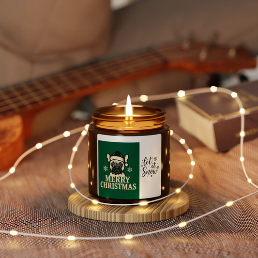 Christmas Dog Scented Soy Candle - Festive Amber Jar, Holiday Gift, Home Decor, Cozy Atmosphere, Unique Gift Idea, Let It Snow