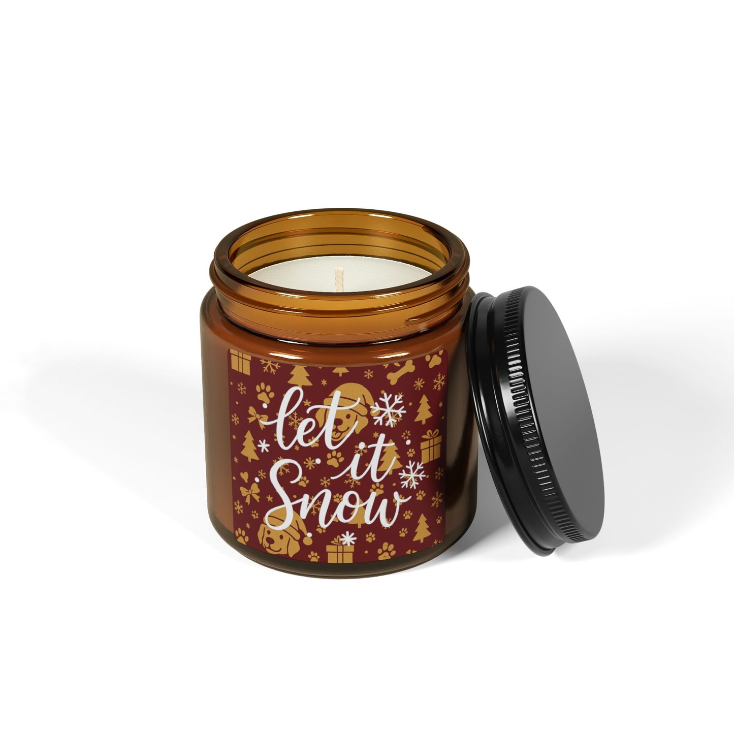 Winter Scented Soy Candle - Let It Snow Quote, Holiday Decor, Gift for Her, Cozy Atmosphere, Multi-Size Amber Jar