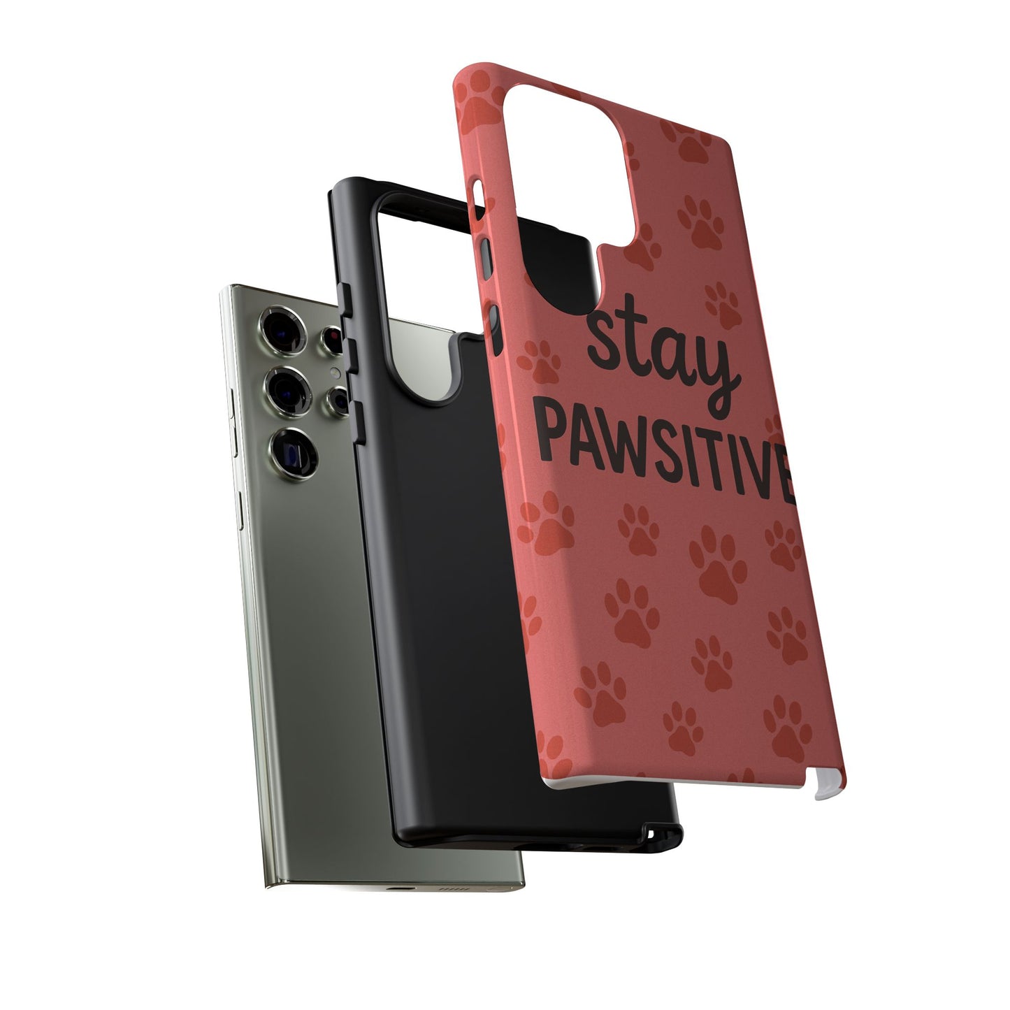 Paw Print Phone Case | Stay Pawsitive | Dog Lover Gift, Pet Owner Accessory, Cute Phone Cover for Dog Moms, Animal Lover Gift