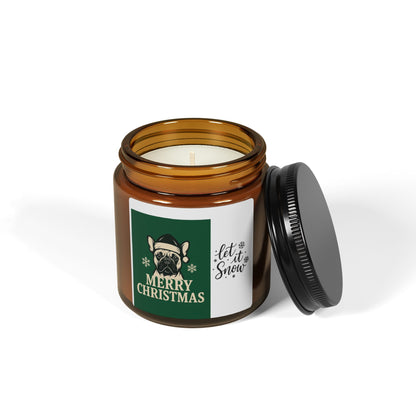 Christmas Dog Scented Soy Candle - Festive Amber Jar, Holiday Gift, Home Decor, Cozy Atmosphere, Unique Gift Idea, Let It Snow