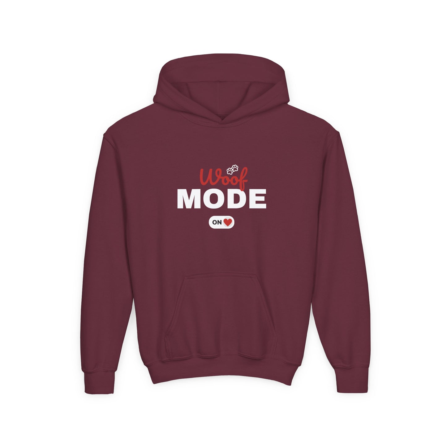 Kids Woof Mode Hoodie, Dog Lover Sweatshirt, Cute Pet Gift, Playful Pup Apparel, Comfy Kids Hoodie, Animal Lover Merch