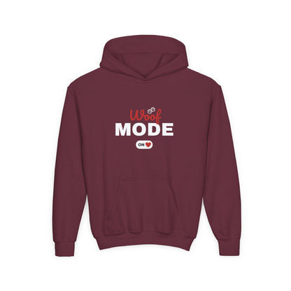 Kids Woof Mode Hoodie, Dog Lover Sweatshirt, Cute Pet Gift, Playful Pup Apparel, Comfy Kids Hoodie, Animal Lover Merch