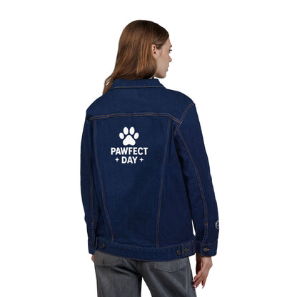Embroidered Denim Jacket - Neutral Unisex Pawefct Day Design / Jeansjacke