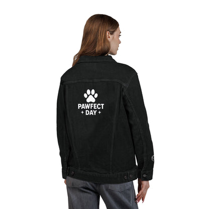 Embroidered Denim Jacket - Neutral Unisex Pawefct Day Design / Jeansjacke