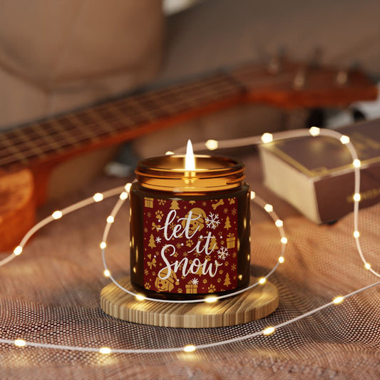 Winter Scented Soy Candle - Let It Snow Quote, Holiday Decor, Gift for Her, Cozy Atmosphere, Multi-Size Amber Jar