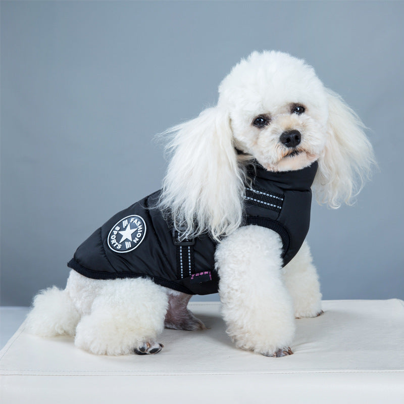 Waterproof Pet Clothes Winter Dog Coat With Harness Warm Pet Clothing Big Dog Jacket Chihuahua Labrador Coat Costume
