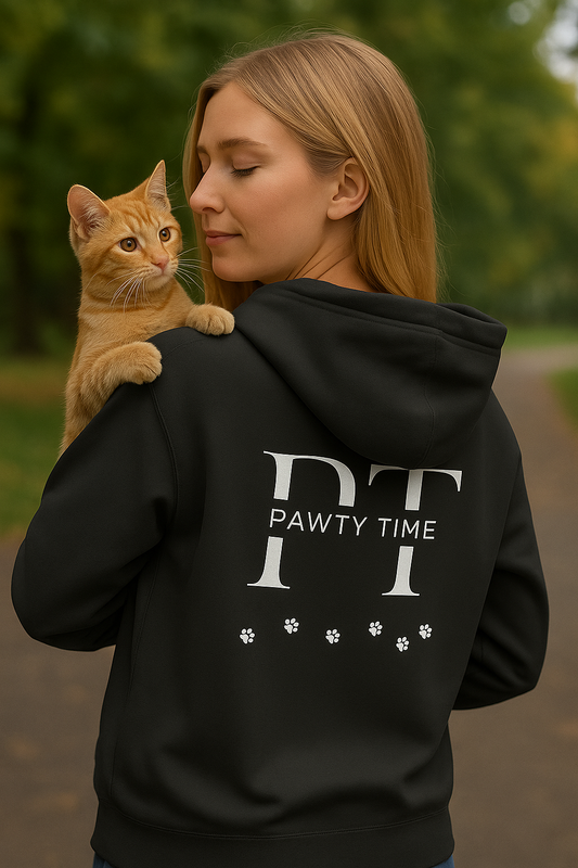 College Hoodie - Pawty Time Paw Print Design