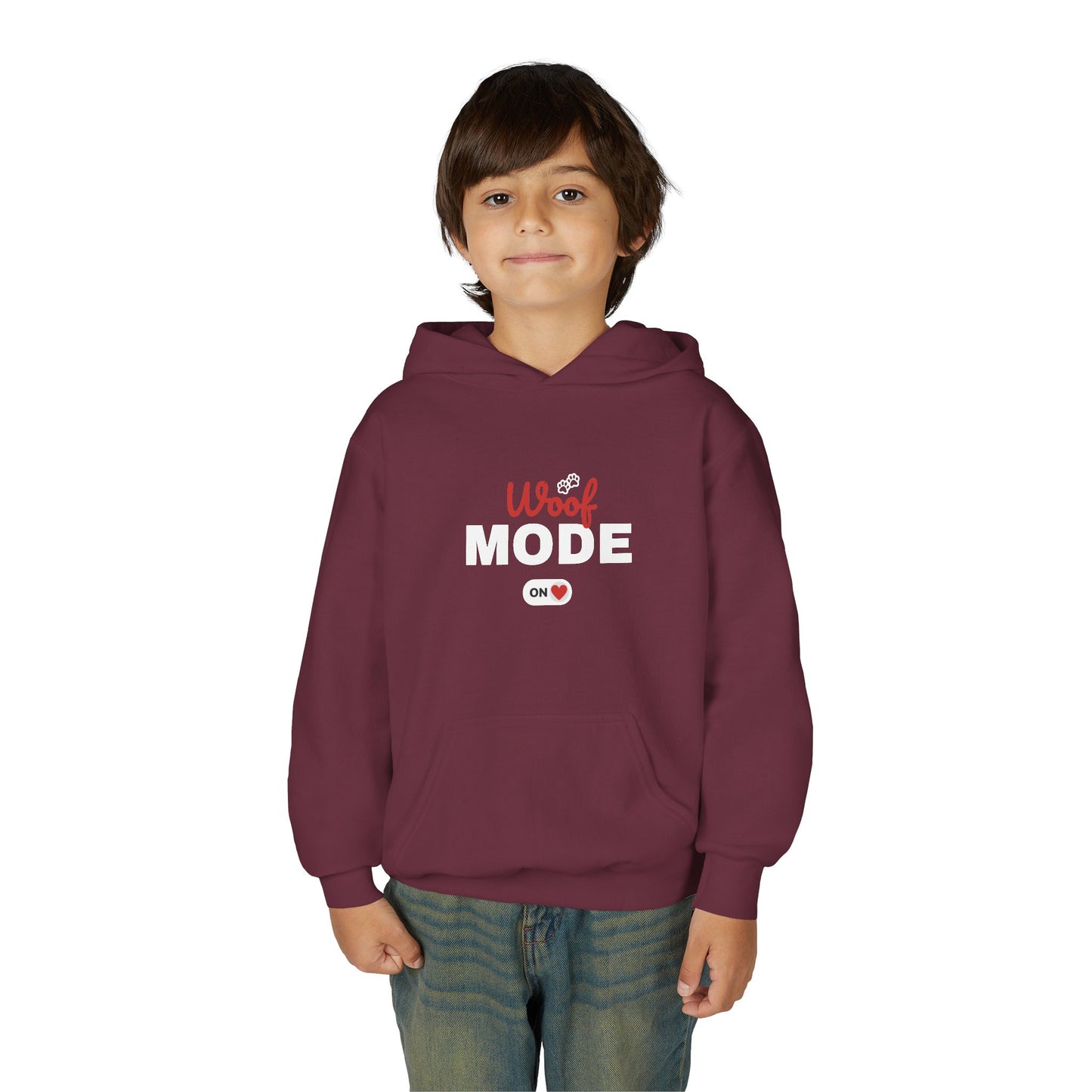 Kids Woof Mode Hoodie, Dog Lover Sweatshirt, Cute Pet Gift, Playful Pup Apparel, Comfy Kids Hoodie, Animal Lover Merch