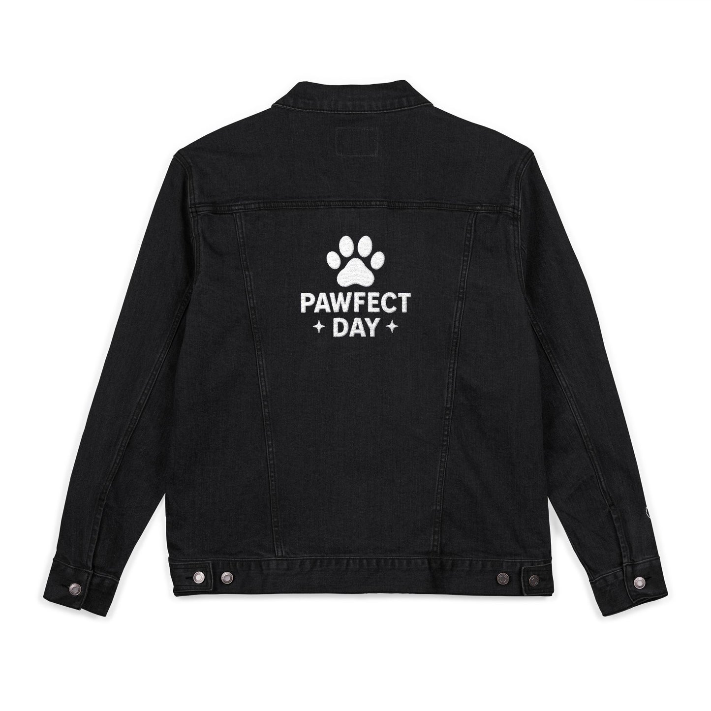 Embroidered Denim Jacket - Neutral Unisex Pawefct Day Design / Jeansjacke