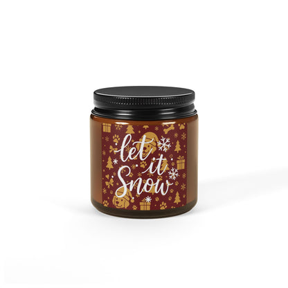 Winter Scented Soy Candle - Let It Snow Quote, Holiday Decor, Gift for Her, Cozy Atmosphere, Multi-Size Amber Jar