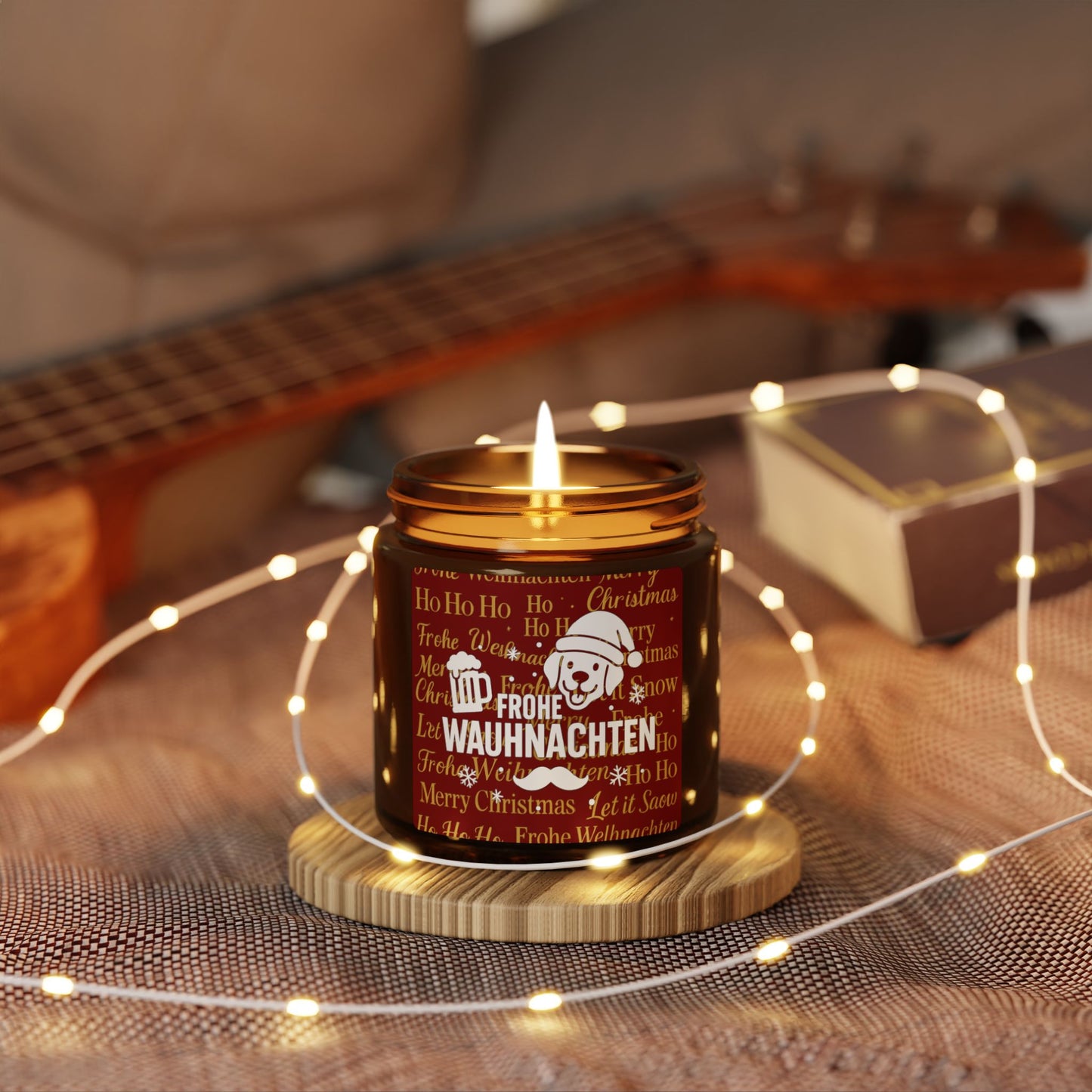 Festive Scented Candle in Amber Jar, Cozy Holiday Atmosphere, Christmas Gift, Home Decor, Aromatherapy, Relaxation Candle