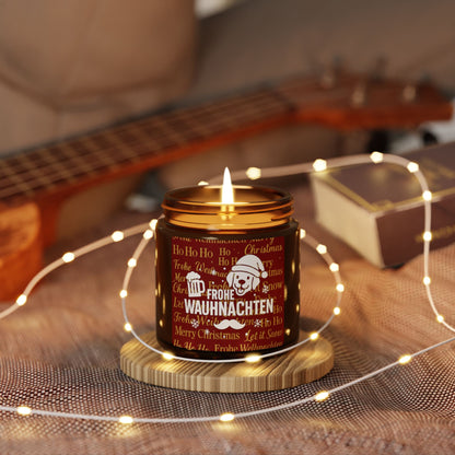 Festive Scented Candle in Amber Jar, Cozy Holiday Atmosphere, Christmas Gift, Home Decor, Aromatherapy, Relaxation Candle
