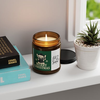 Christmas Dog Scented Soy Candle - Festive Amber Jar, Holiday Gift, Home Decor, Cozy Atmosphere, Unique Gift Idea, Let It Snow