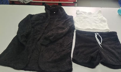 3pcs Womens Clothing Long Sleeve Crop Tank Top And Drawstring Shorts Pajama Set from PurePaws