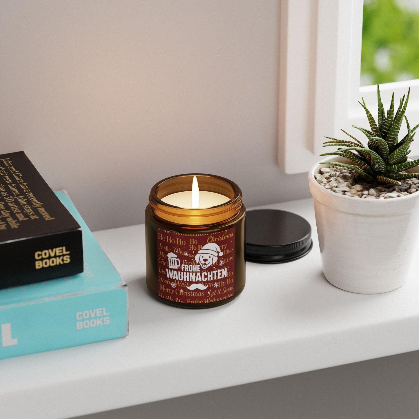 Festive Scented Candle in Amber Jar, Cozy Holiday Atmosphere, Christmas Gift, Home Decor, Aromatherapy, Relaxation Candle