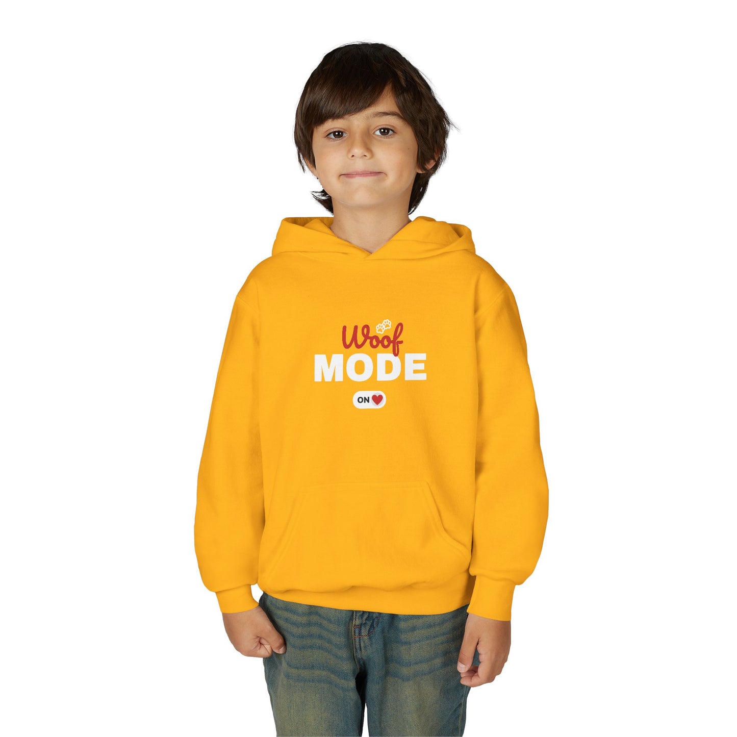Kids Woof Mode Hoodie, Dog Lover Sweatshirt, Cute Pet Gift, Playful Pup Apparel, Comfy Kids Hoodie, Animal Lover Merch