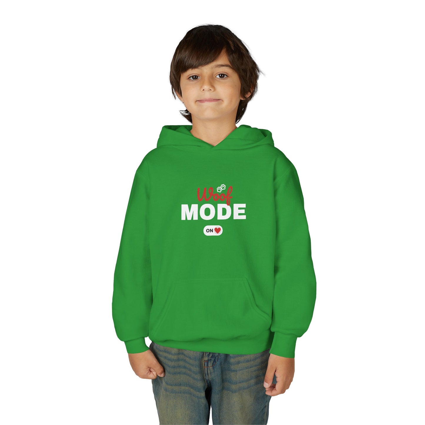 Kids Woof Mode Hoodie, Dog Lover Sweatshirt, Cute Pet Gift, Playful Pup Apparel, Comfy Kids Hoodie, Animal Lover Merch