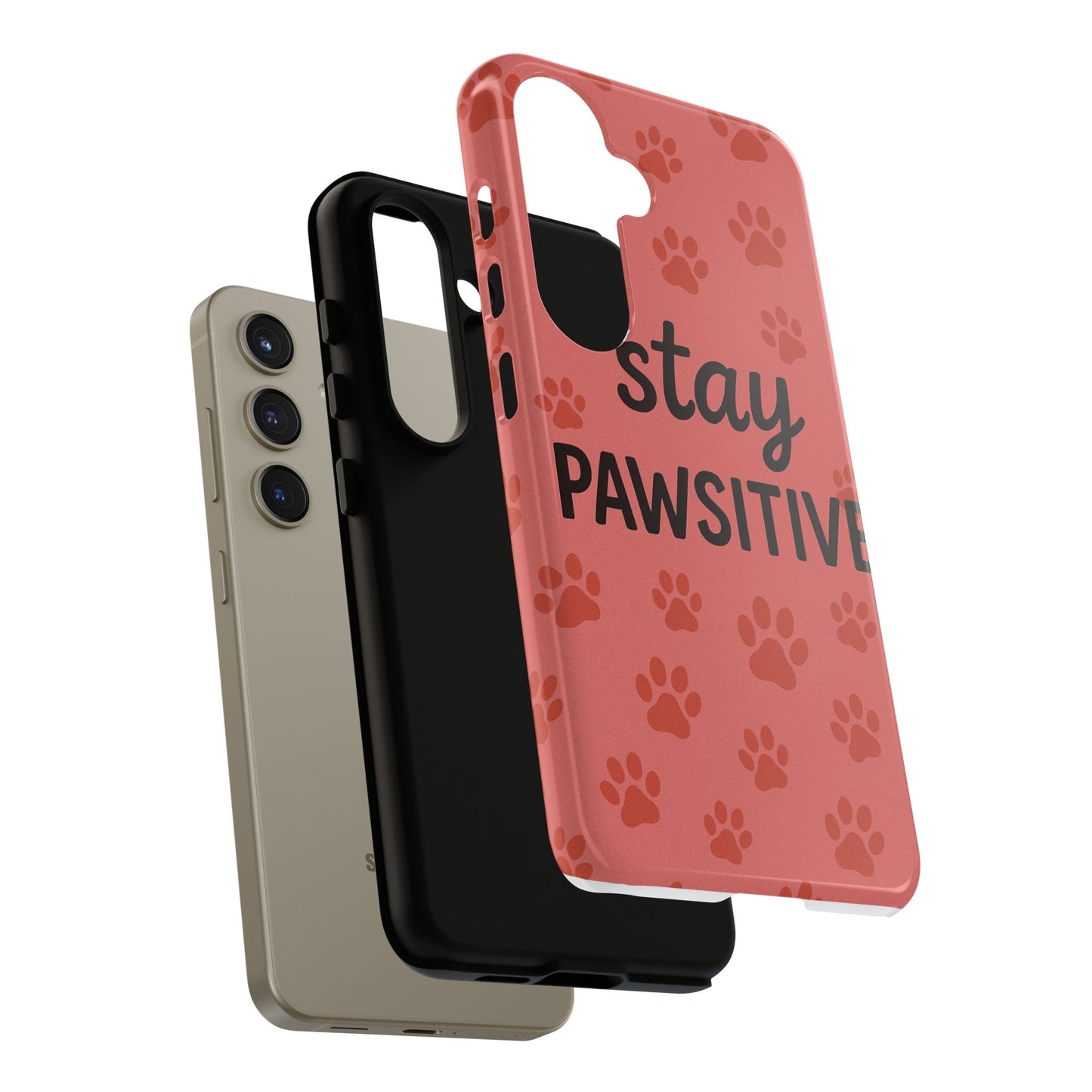 Paw Print Phone Case | Stay Pawsitive | Dog Lover Gift, Pet Owner Accessory, Cute Phone Cover for Dog Moms, Animal Lover Gift