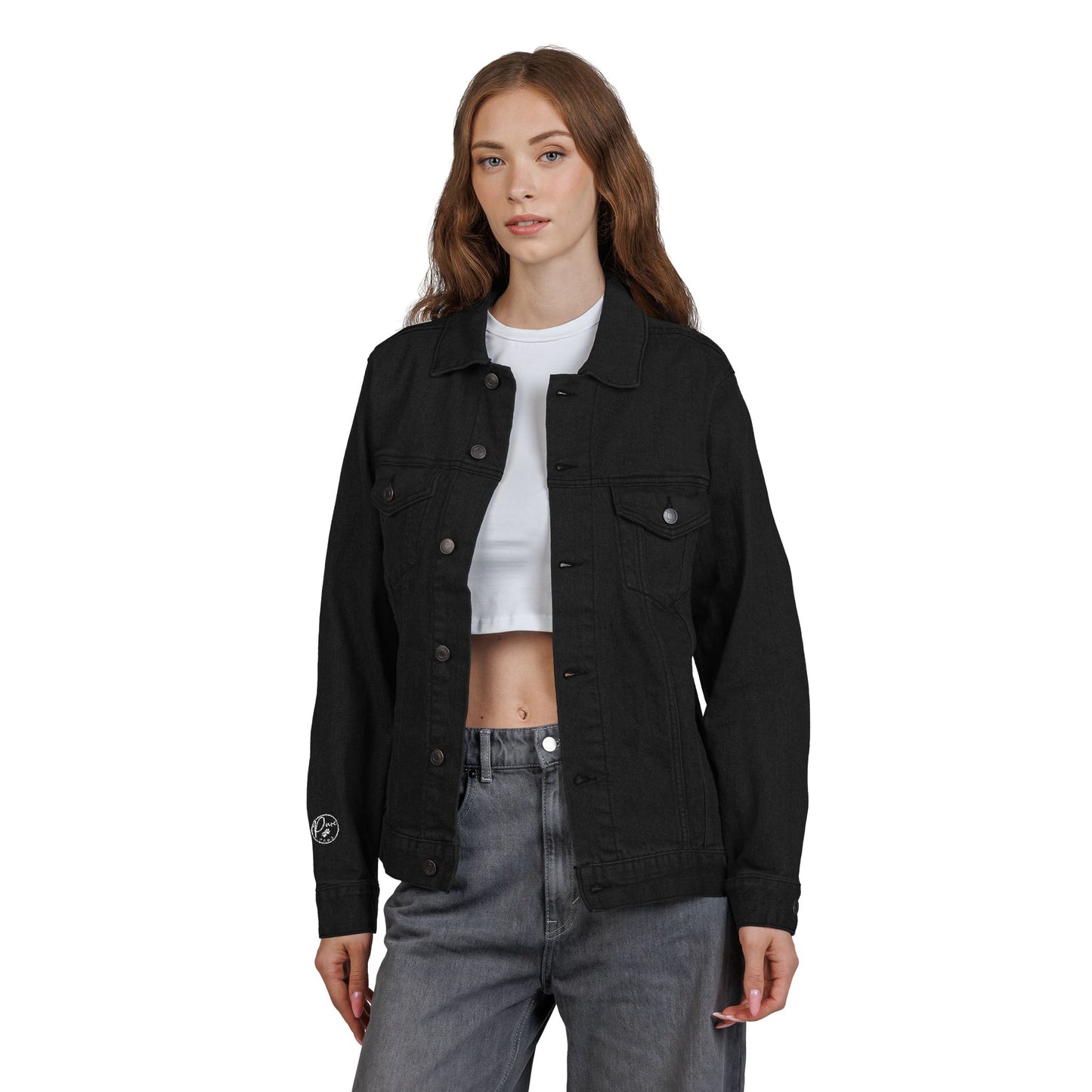 Embroidered Denim Jacket - Neutral Unisex Pawefct Day Design / Jeansjacke