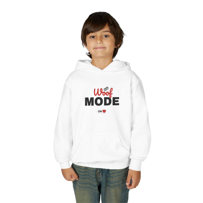 Kids Woof Mode Hoodie, Dog Lover Sweatshirt, Cute Pet Gift, Playful Pup Apparel, Comfy Kids Hoodie, Animal Lover Merch