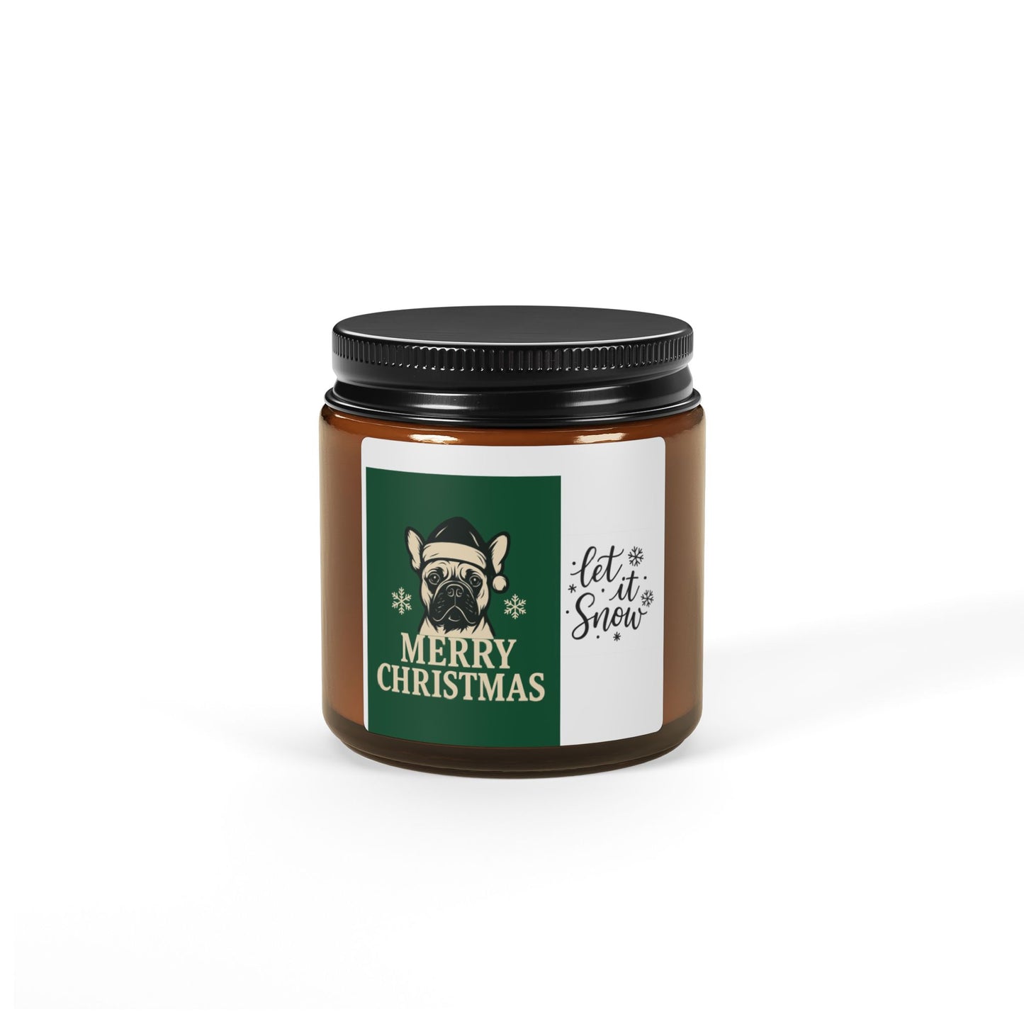 Christmas Dog Scented Soy Candle - Festive Amber Jar, Holiday Gift, Home Decor, Cozy Atmosphere, Unique Gift Idea, Let It Snow