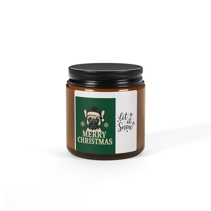 Christmas Dog Scented Soy Candle - Festive Amber Jar, Holiday Gift, Home Decor, Cozy Atmosphere, Unique Gift Idea, Let It Snow