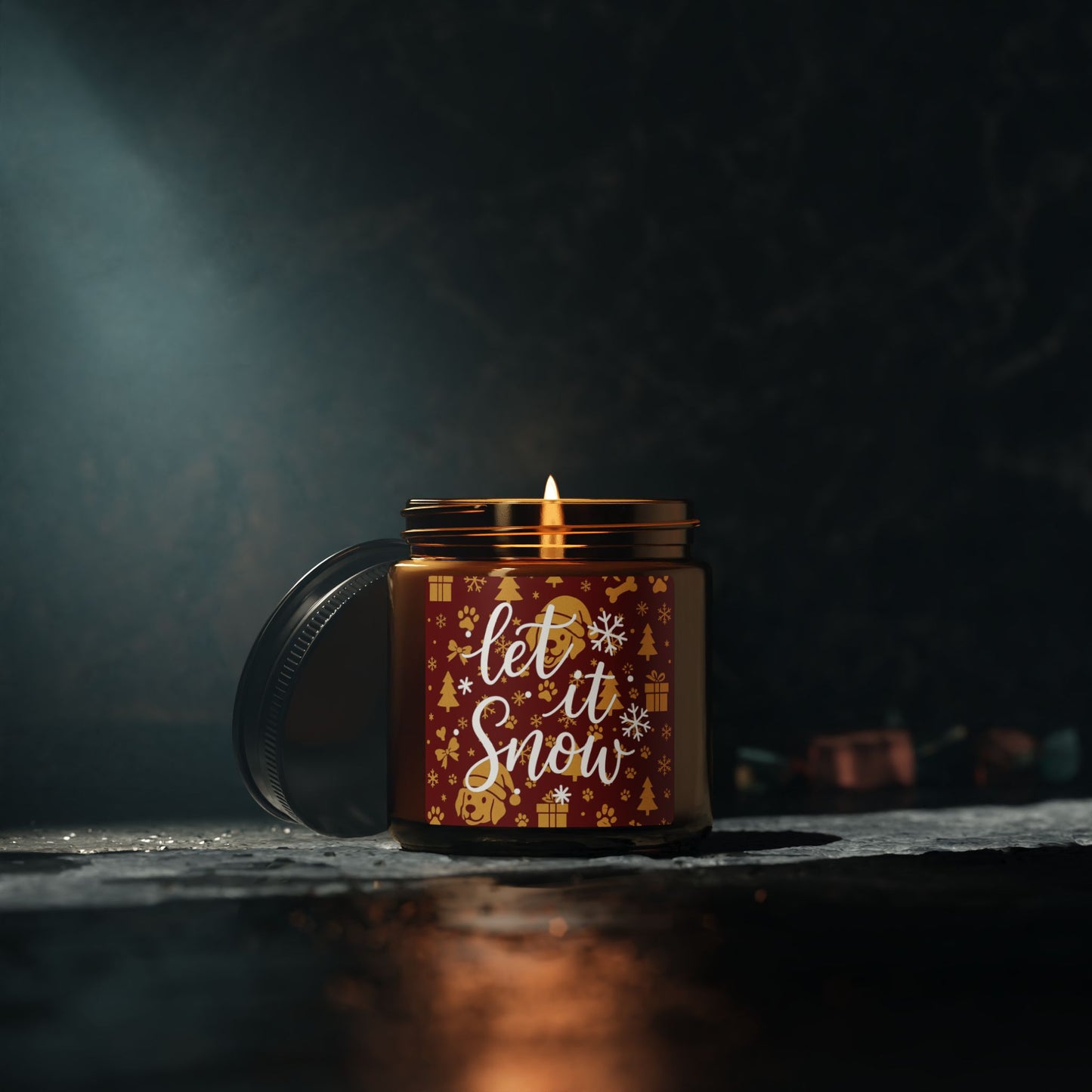 Winter Scented Soy Candle - Let It Snow Quote, Holiday Decor, Gift for Her, Cozy Atmosphere, Multi-Size Amber Jar