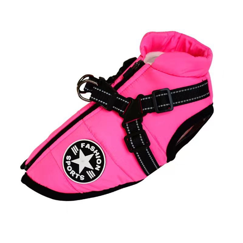 Waterproof Pet Clothes Winter Dog Coat With Harness Warm Pet Clothing Big Dog Jacket Chihuahua Labrador Coat Costume