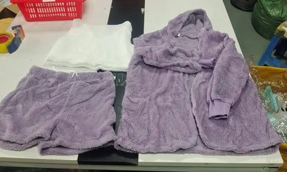 3pcs Womens Clothing Long Sleeve Crop Tank Top And Drawstring Shorts Pajama Set from PurePaws