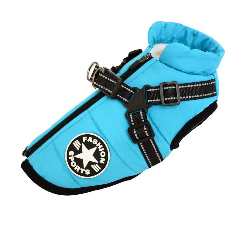 Waterproof Pet Clothes Winter Dog Coat With Harness Warm Pet Clothing Big Dog Jacket Chihuahua Labrador Coat Costume